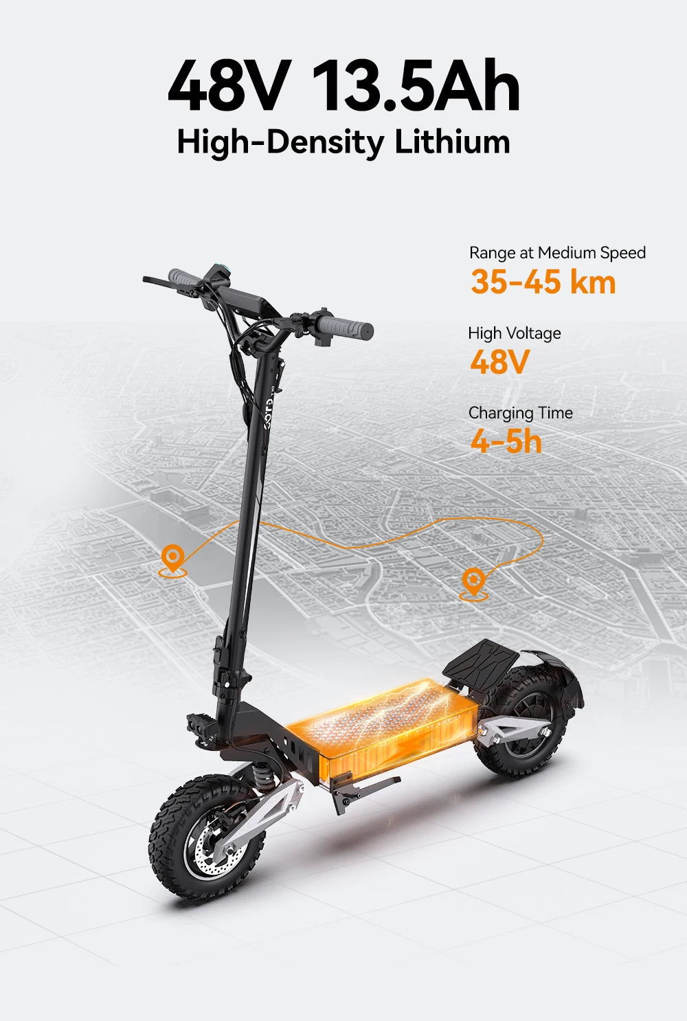 E-scooter de ville avec pneus tout terrain 900W 48V 13AH
