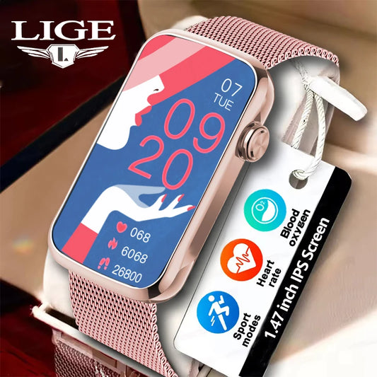 Montre Connectée Femme LIGE - Smartwatch Sport Étanche IP68 Rose