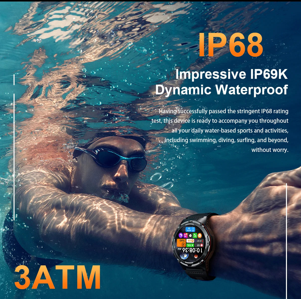 Montre Intelligente GPS Homme Sport 2025 - 500mAh NFC HD Appel IP68 Étanche - MONASTORESHOP.COM