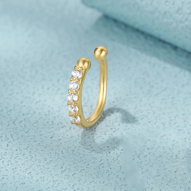 anneaux de nez ou d'oreilles dorée ou argent cristal pour femmes