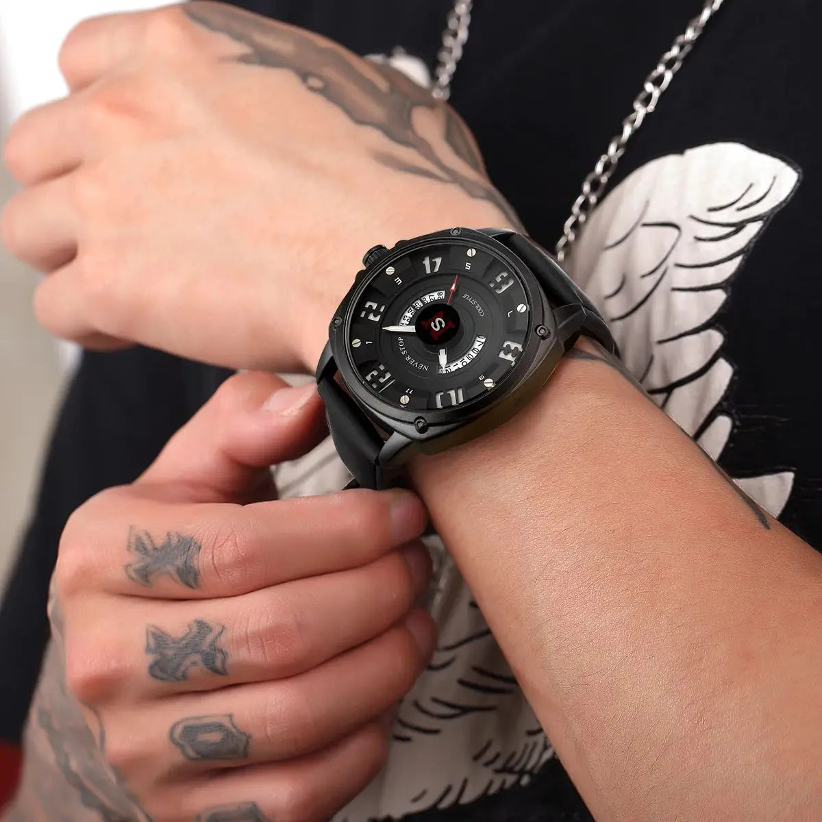 Montre Homme Quartz Classique Cadran Chiffres Lumineux - Bracelet Cuir Étanche