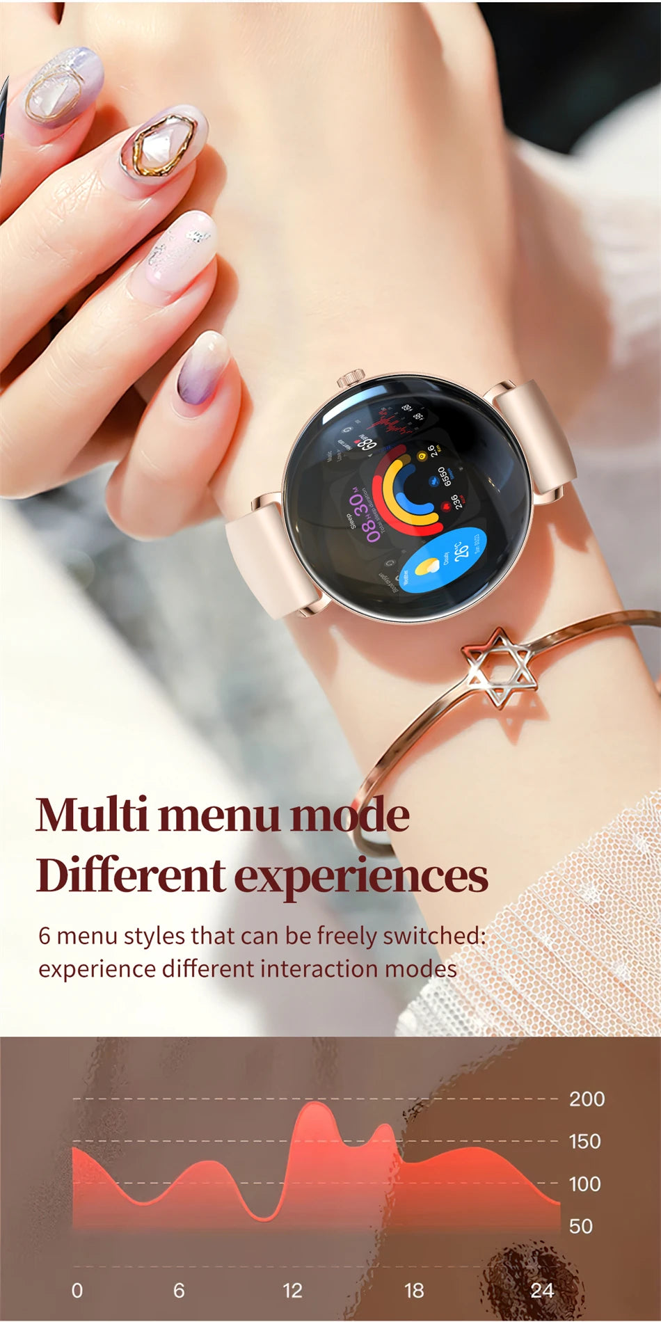 LIGE nouvelle montre intelligente femmes 1.43 "AMOLED ecran HD