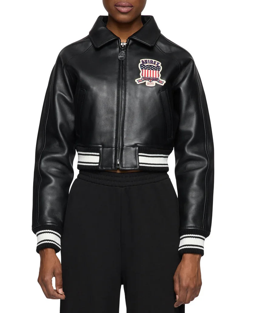 blouson aviateur  cour pour femmes en véritable peau d'agneau/daim manche longue