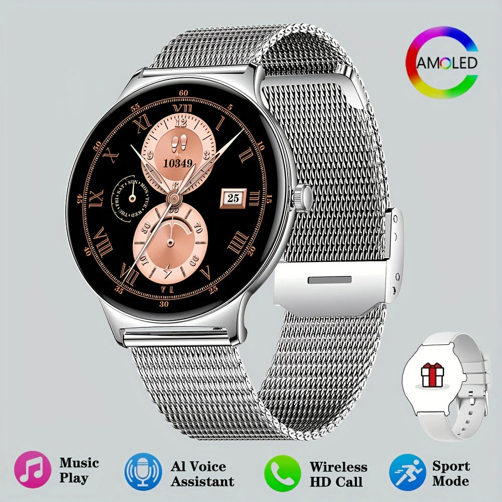 Montre Connectée Femme V89 Ultra-Fine 1.43" - Smartwatch Élégante Bluetooth IP68