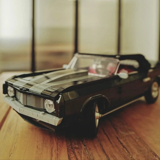 Kit Blocs Construction Muscle Car Vintage Noir - Voiture Rétro Compétition Garçon - MONASTORESHOP.COM