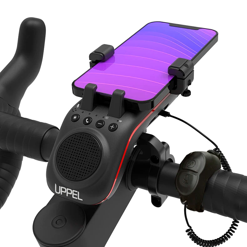 Lumière de Vélo Multifonction 10 en 1 avec Batterie 5000mAh - Support Téléphone, Haut-Parleur Bluetooth et Cloche Intégrée