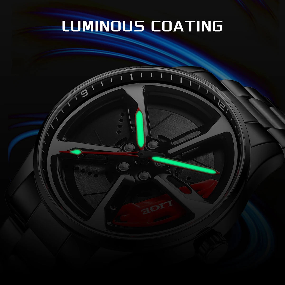 Montre Homme LIGE Quartz - Cadran Rotatif Sportive Etanche Lumineuse