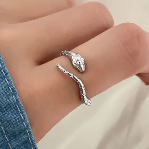 Anneaux de serpent gothiques en cristal règlable pour femmes