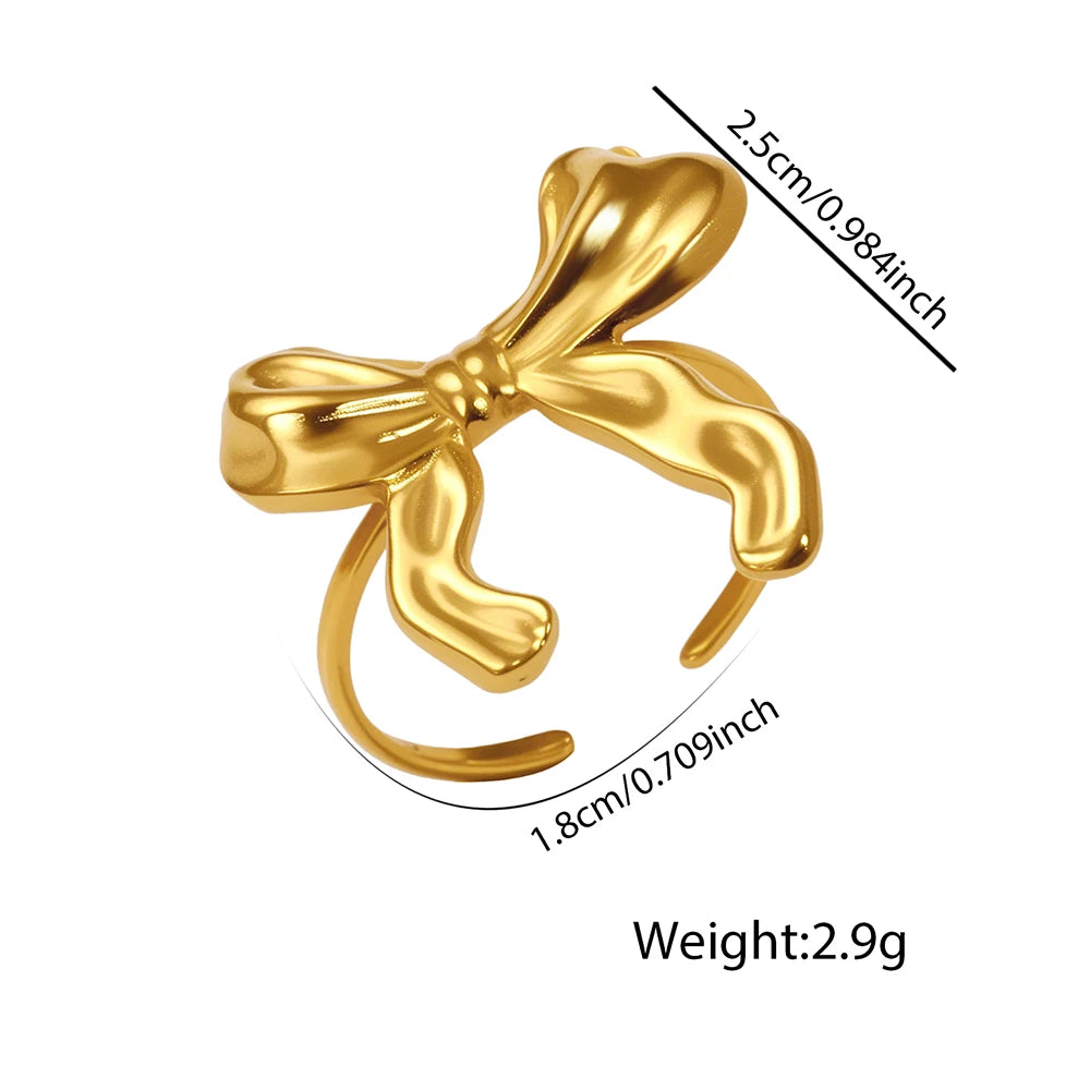 bague dorée ou argent à nœud en acier inoxydable, élégante pour femmes