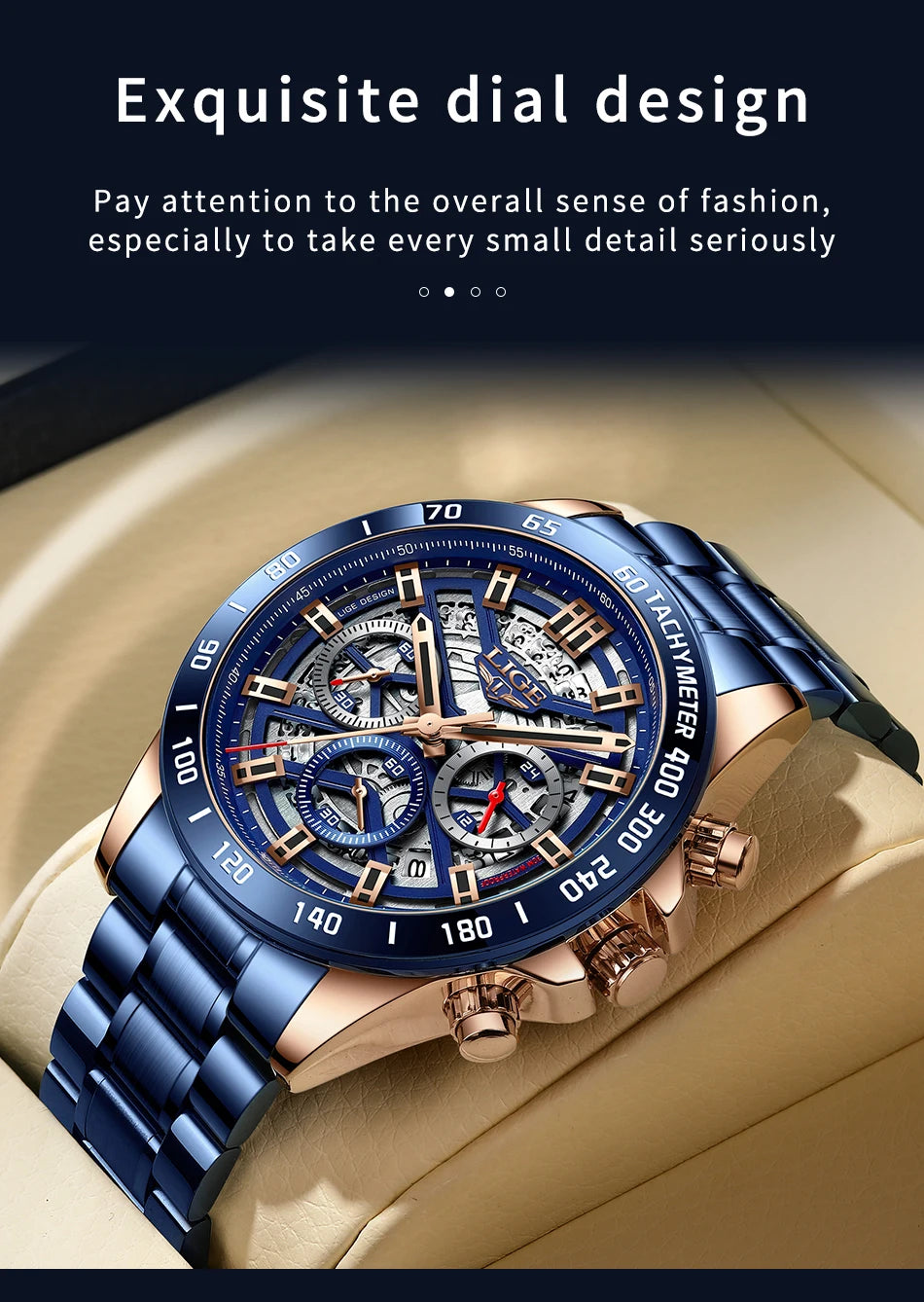 LIGE-Montre-bracelet à quartz étanche pour homme, chronographe de sport