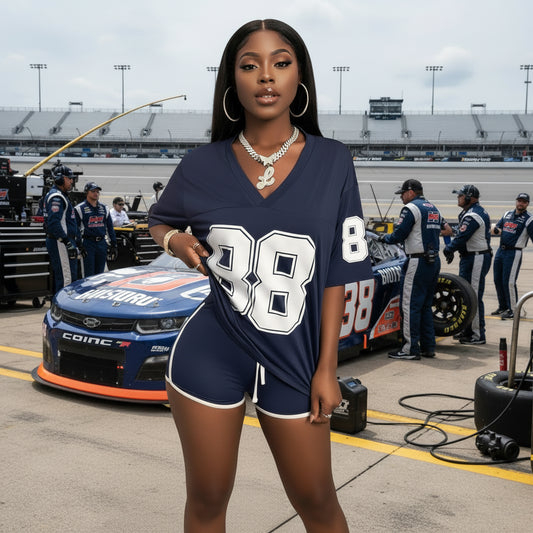 Ensemble 2 Pièces Femme - T-shirt Col V et Short Assorti, Style Casual Chic