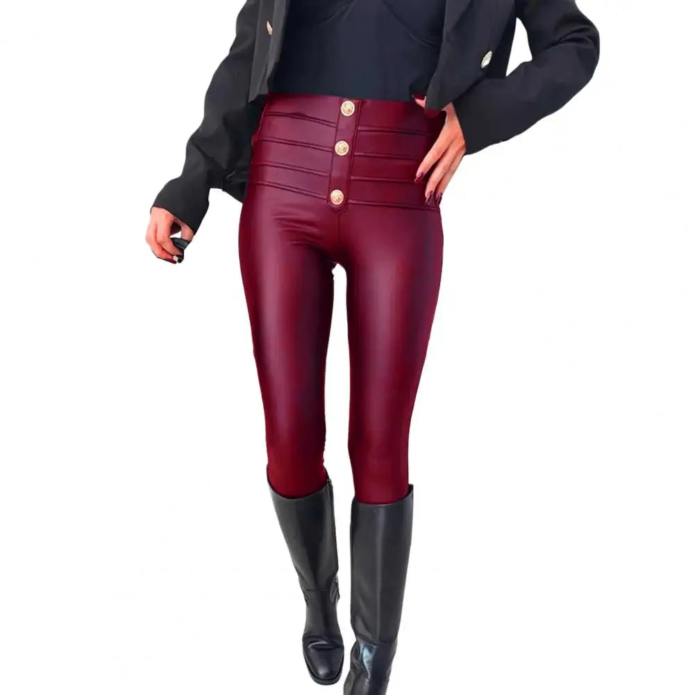 Pantalon Plissé Taille Haute Femme Boutons Décoratifs - MONASTORESHOP.COM