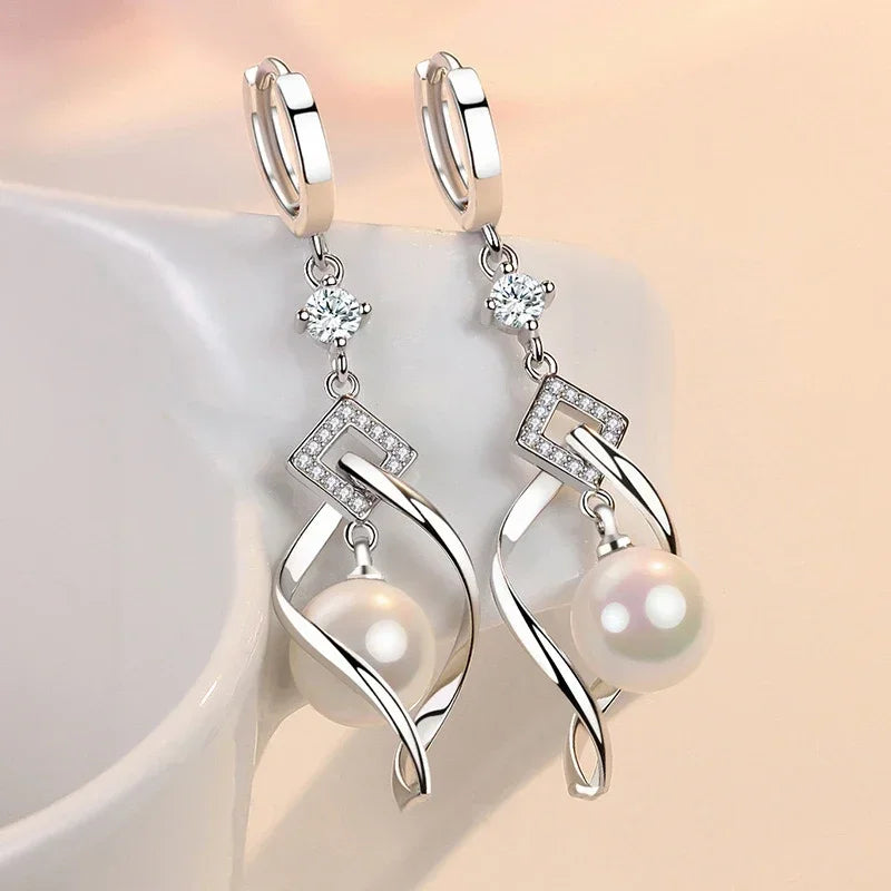 boucles d'oreilles en perles naturelles pour femmes