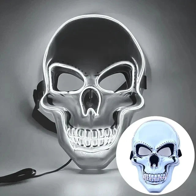 masque crâne d'halloween adultes équipé de LED couleurs aux choix