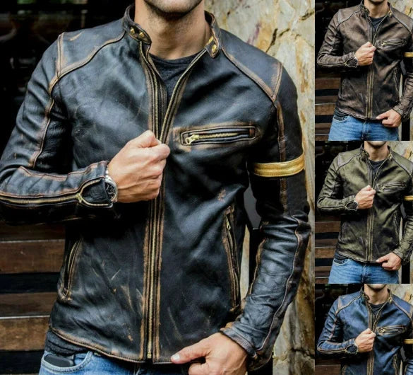 Veste en Cuir Homme Rétro Streetwear - Blazer Moto Tendance