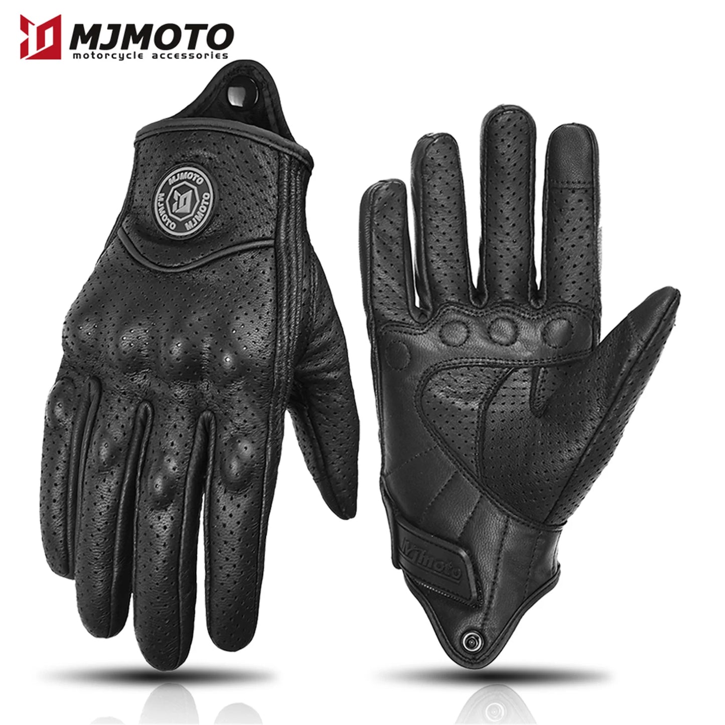 Gants de Moto en cuir rétro classique perforé ou non/ antidérapant hommes/femmes