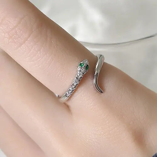 Anneaux de serpent gothiques en cristal règlable pour femmes
