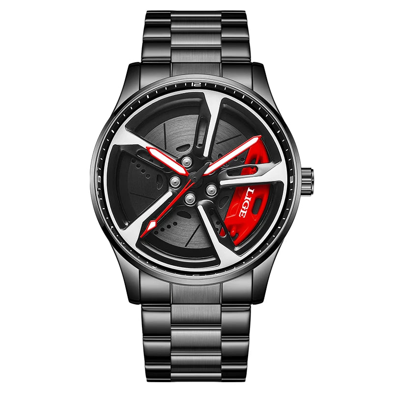 Montre Homme LIGE Quartz - Cadran Rotatif Sportive Etanche Lumineuse
