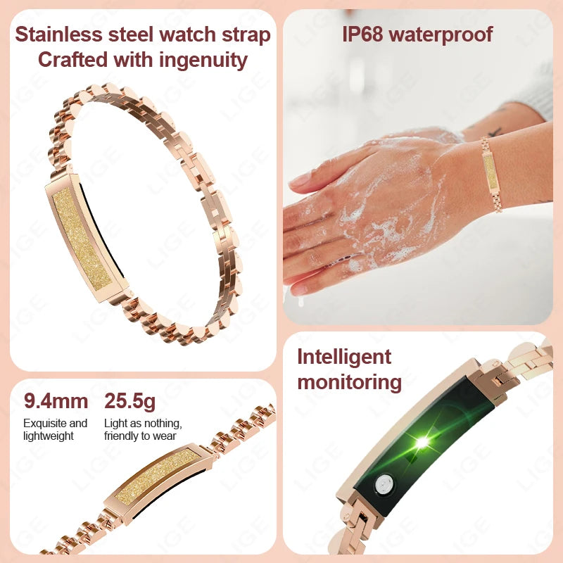 LIGE nouveau sans écran montre intelligente femmes IP68 étanche moniteur de fréquence cardiaque ios android