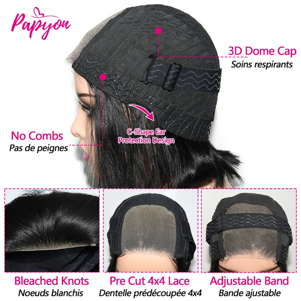 Perruques courtes coupe droite Sans Colle