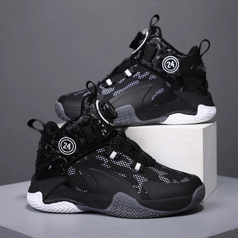 Chaussures de basket-ball pour enfants lacets a serrage automatique