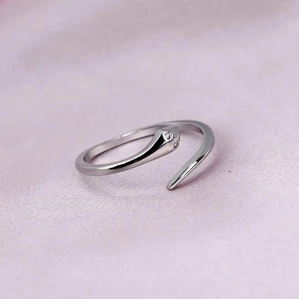 Anneaux de serpent gothiques en cristal règlable pour femmes