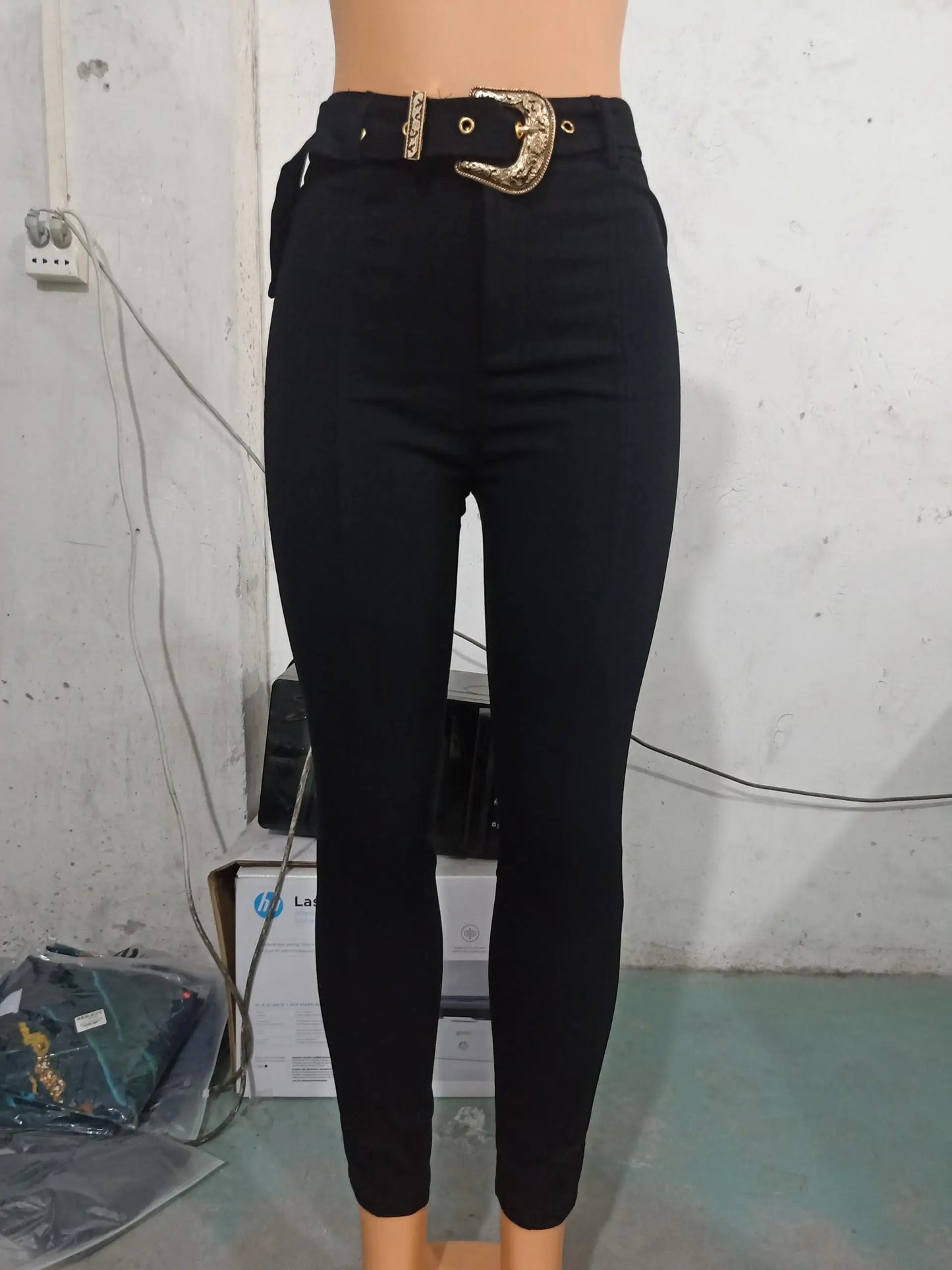 pantalon femmes tendance taille haute avec ceinture
