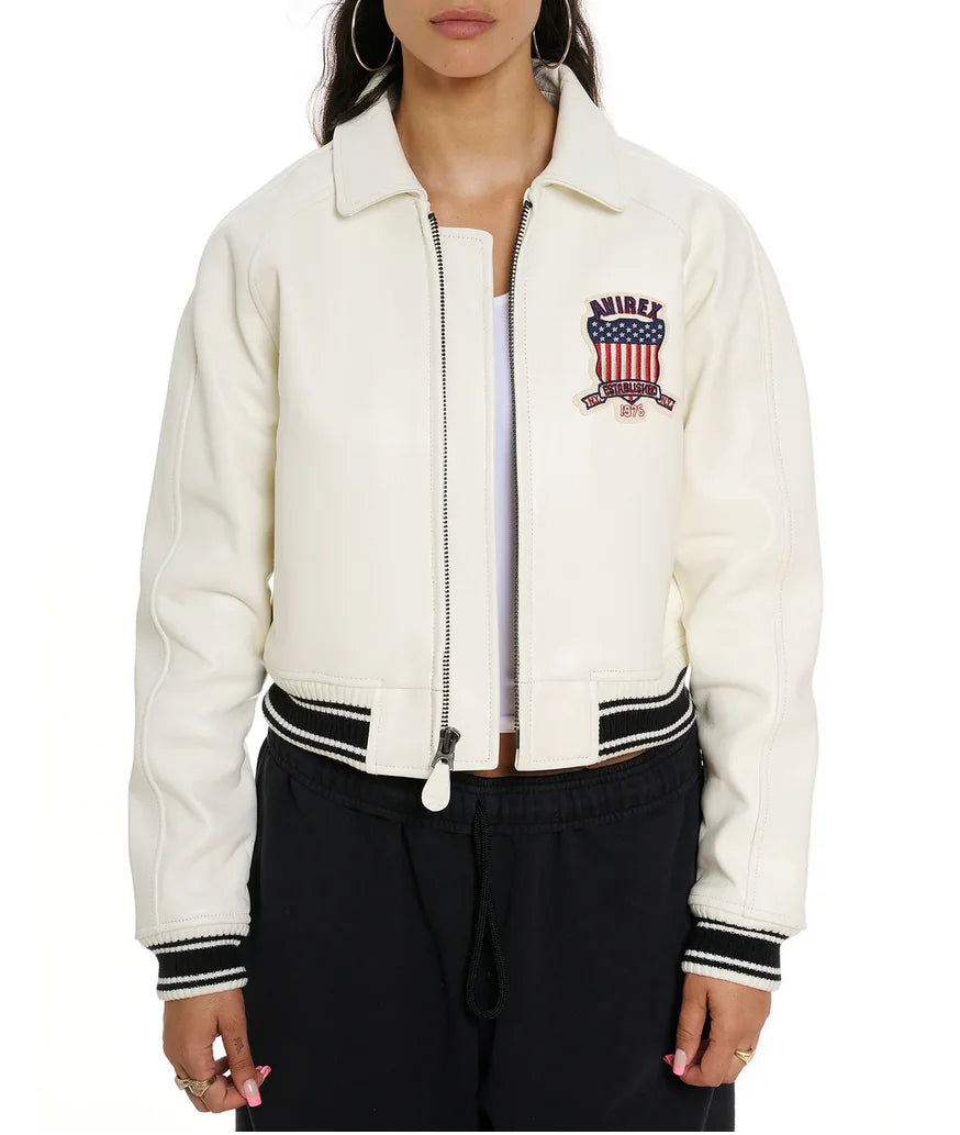 blouson aviateur  cour pour femmes en véritable peau d'agneau/daim manche longue