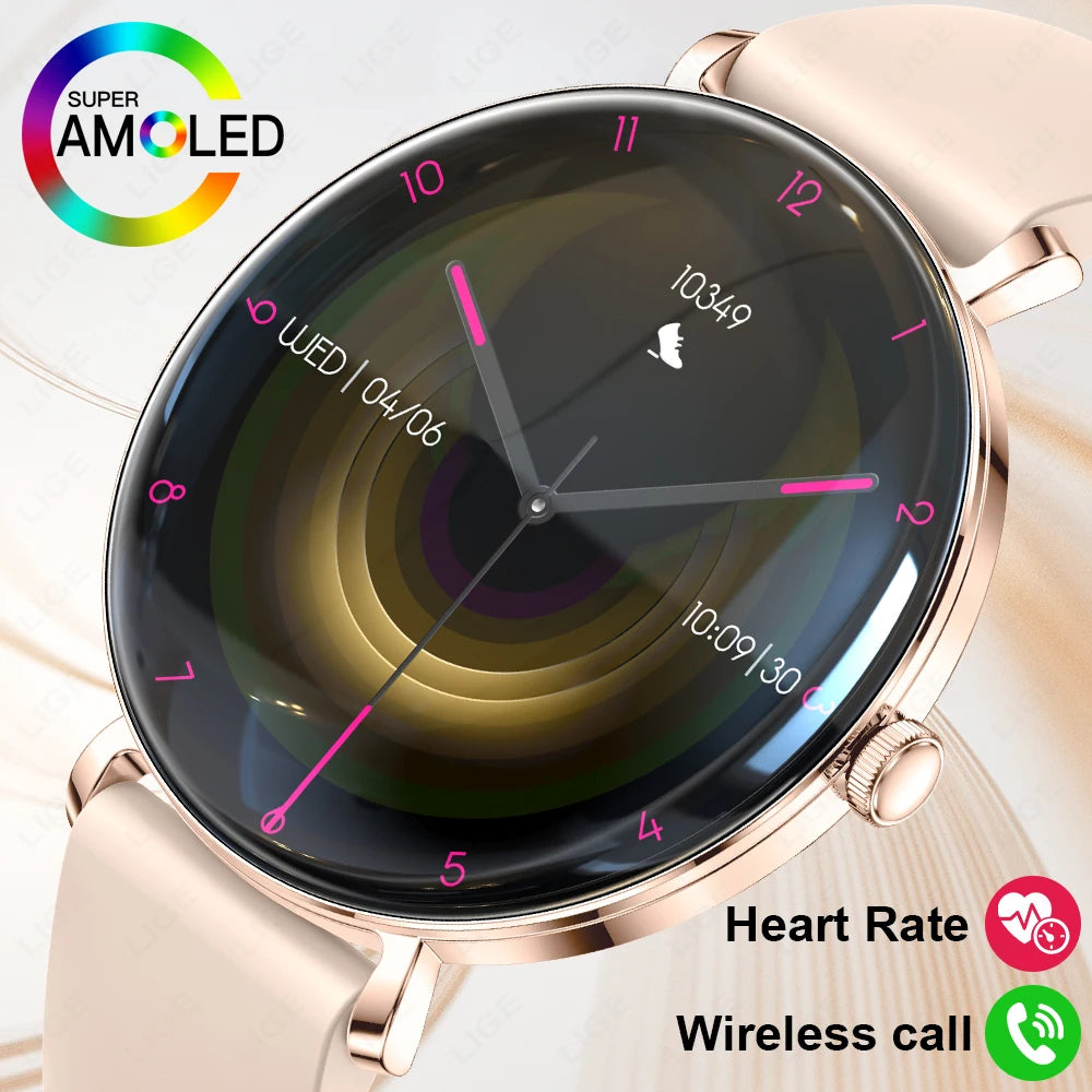 LIGE nouvelle montre intelligente femmes 1.43 "AMOLED ecran HD