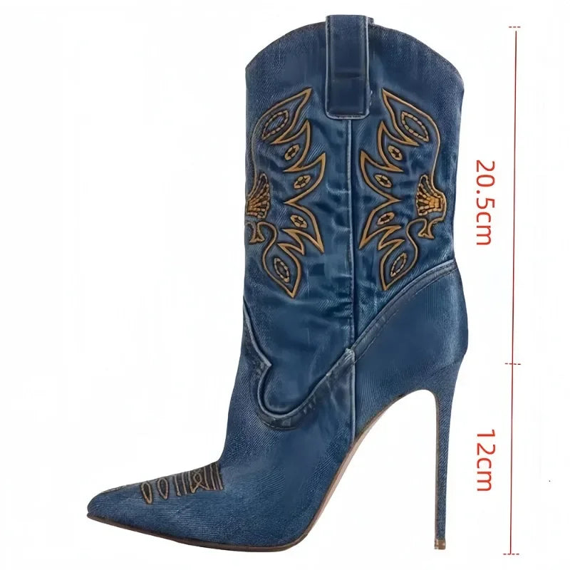 botte et bottine de cowboy femme a talon éguille et bout pointu
