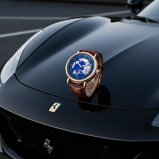 Montre Homme Quartz Bracelet Cuir - Boitier Acier Inoxydable Resistant a l'Eau