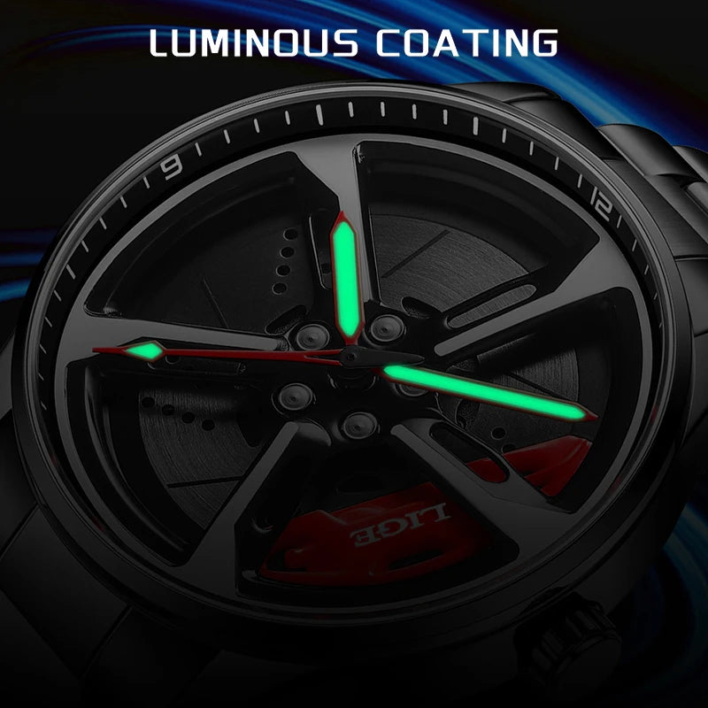 LIGE 2025 cadran rotatif montre-bracelet sport à Quartz étrier de frein