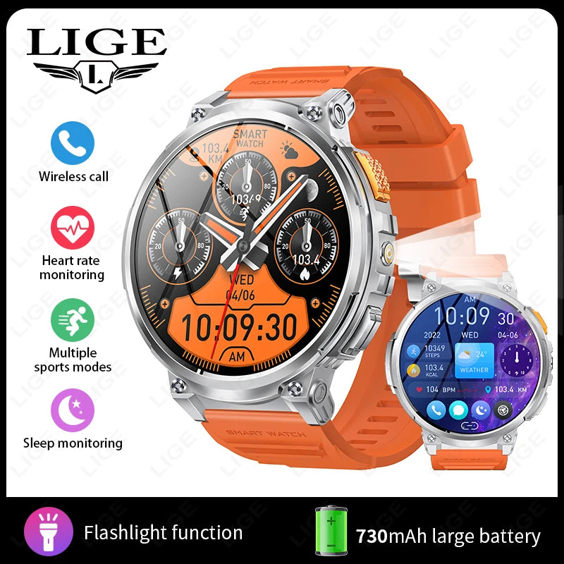 Montre Intelligente LIGE K66 Homme Lampe Torche - 1.85" 730mAh Bluetooth LED Outdoor - MONASTORESHOP.COM