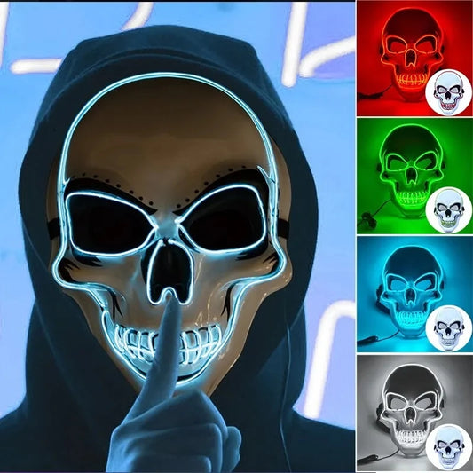 masque crâne d'halloween adultes équipé de LED couleurs aux choix