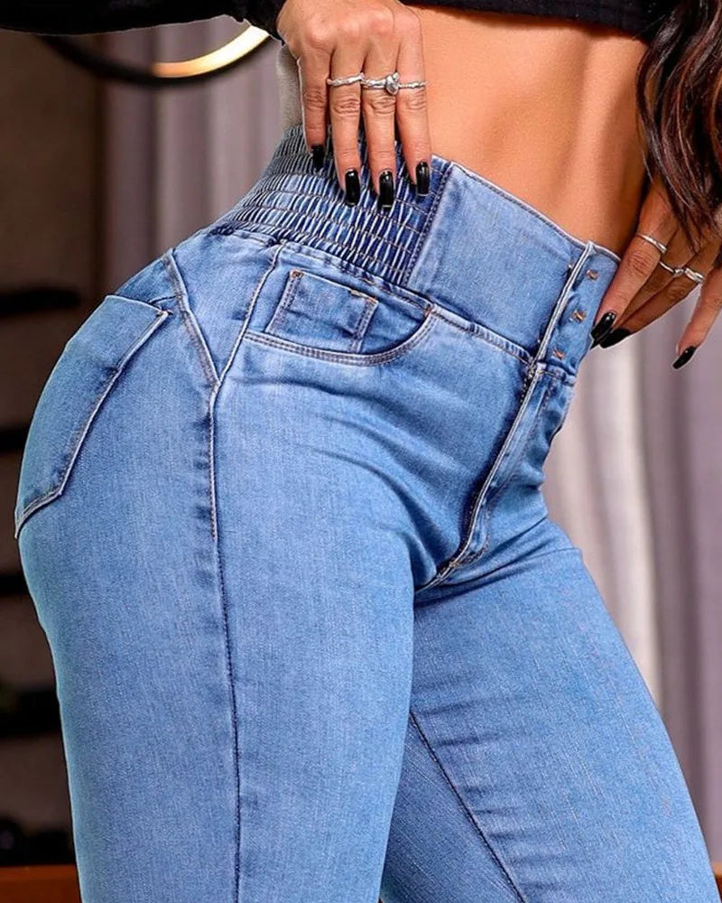 Jean skinny vintage pour femmes, pantalon évasé