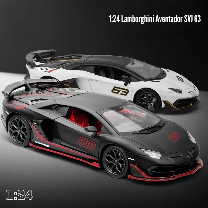 Voiture miniature supercar en métal, carrosserie blanche avec accents gris et bandes rouges
