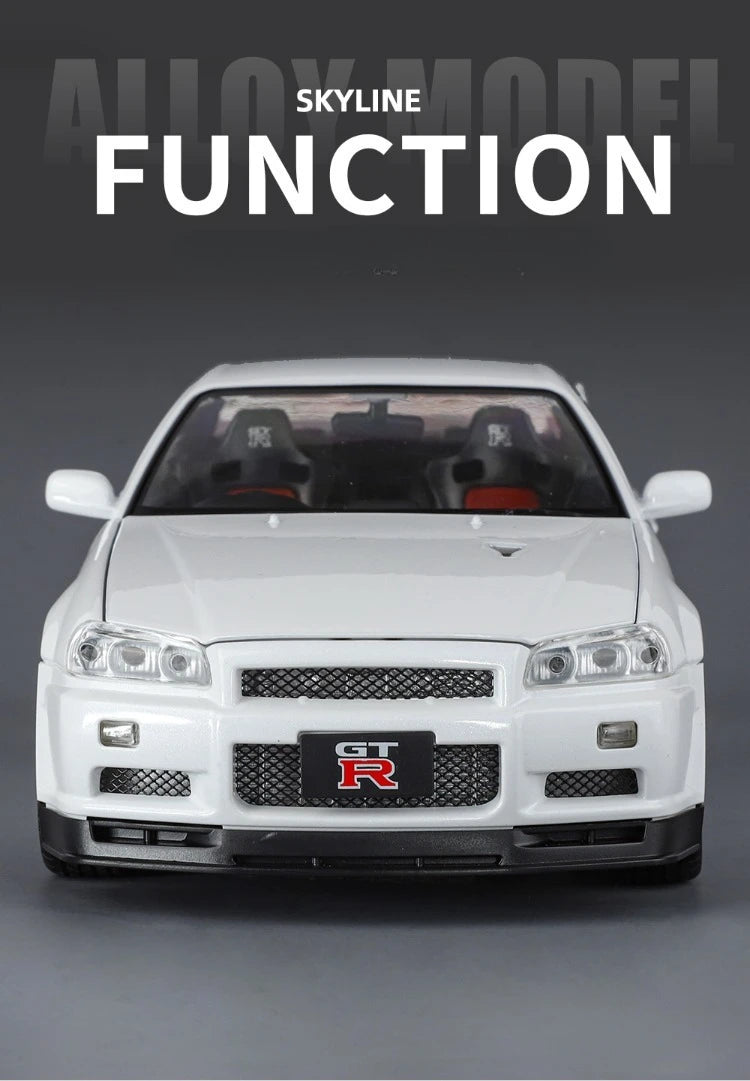 Modèle de voiture Nissan GT-R R34 Skyline en alliage roue démontable au 1/18