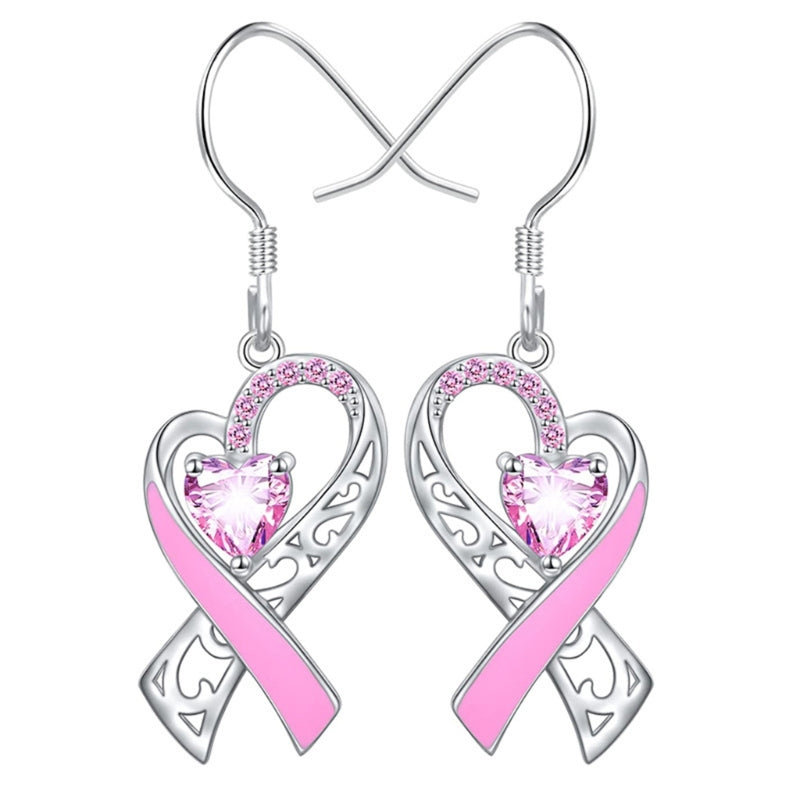 Boucles d'oreilles pendantes en cœur rose pour femmes
