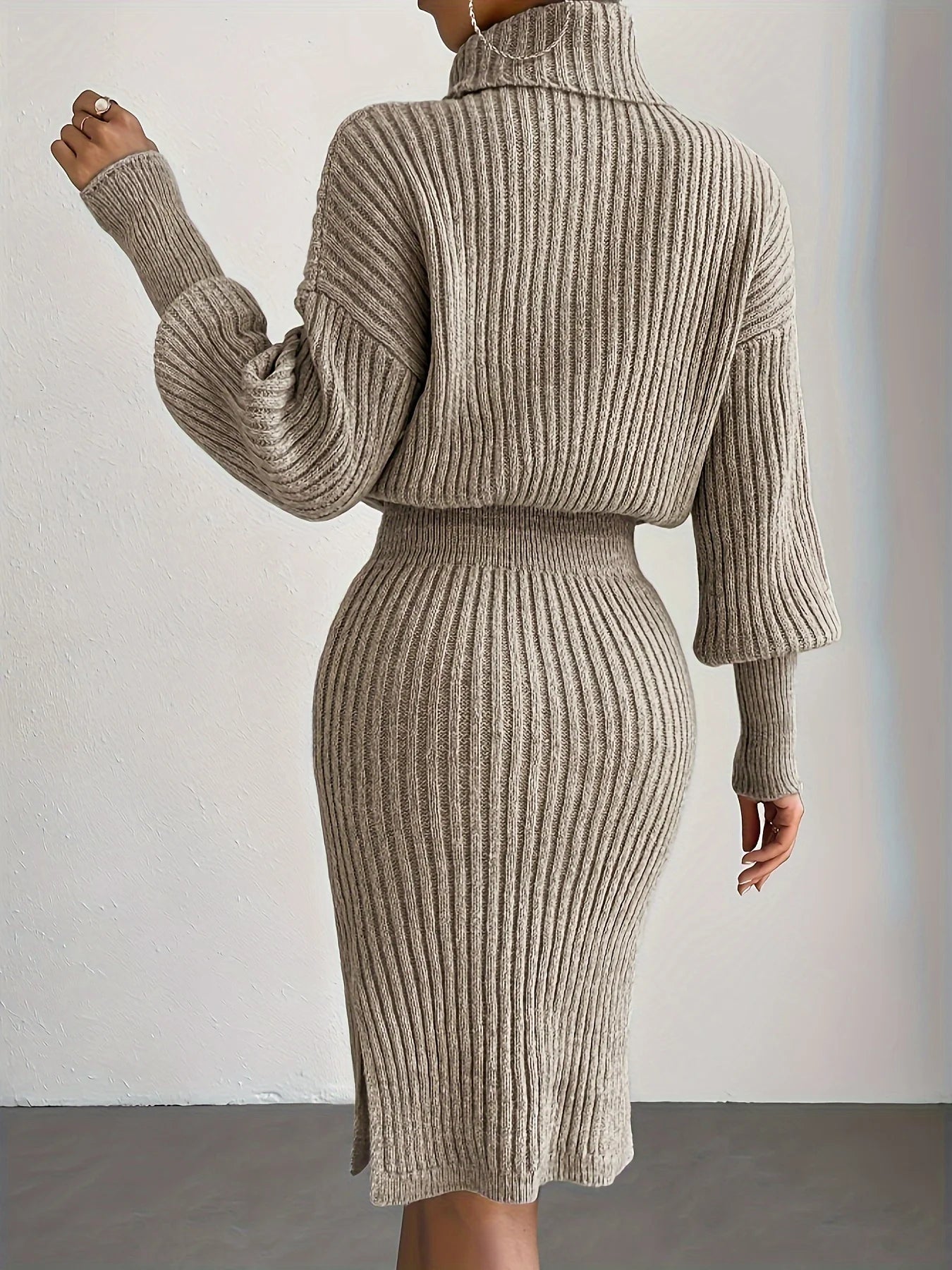 Robe pull en tricot à col roulé sans ceinture, simple, décontracté