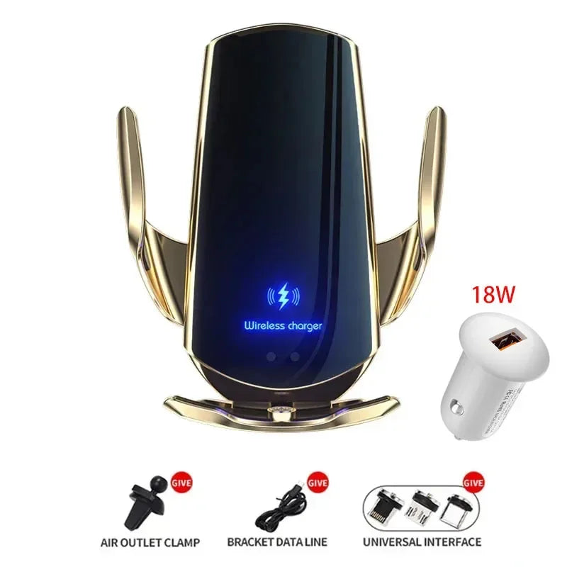 Chargeur sans fil  pour voiture, support de téléphone automatique