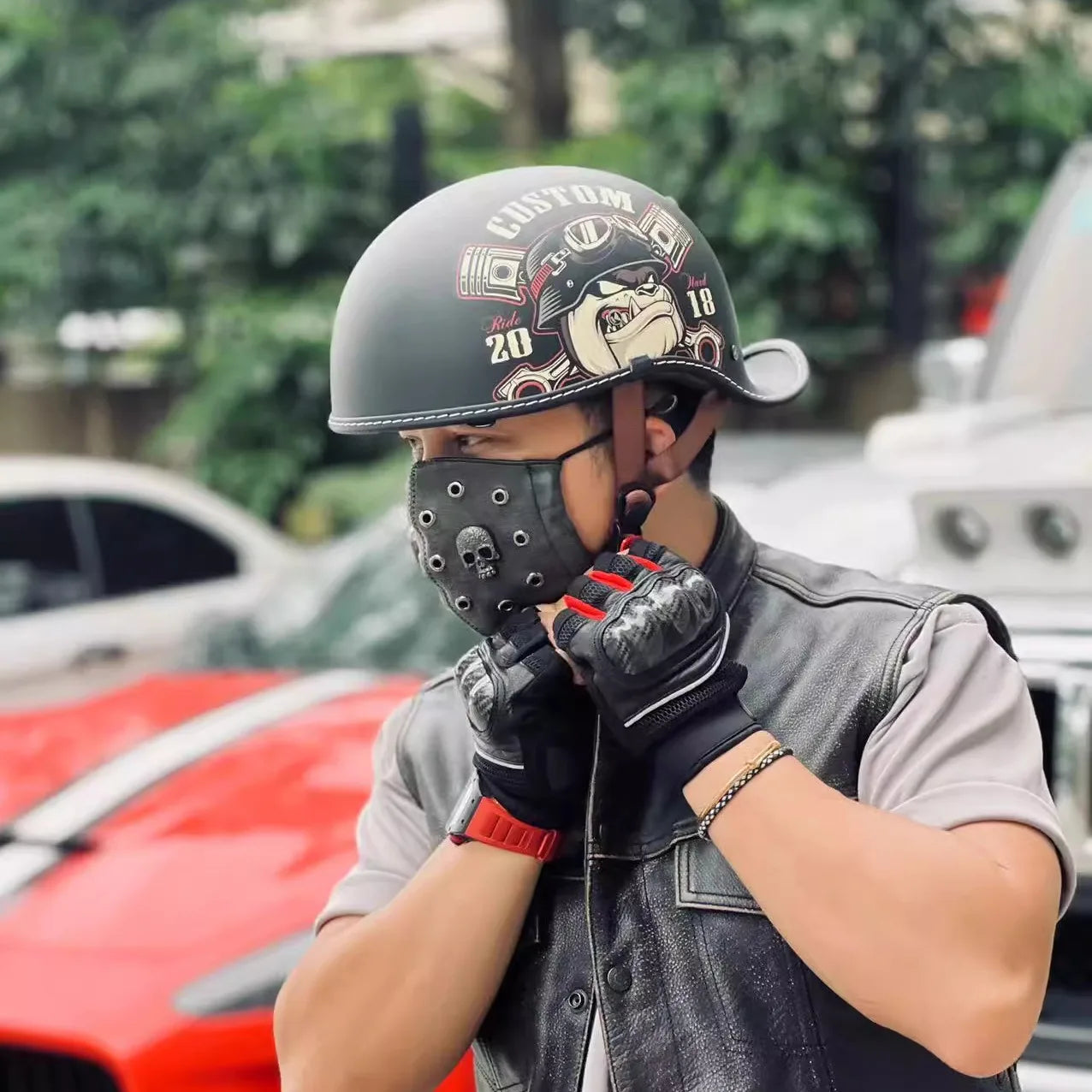 Casque de moto rétro hommes/femmes