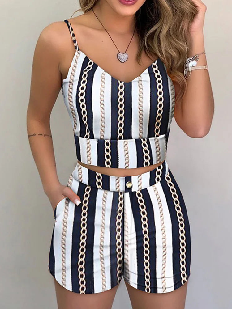 Ensemble Deux Pièces Femme Bohème - Chemise Florale et Short Polyester