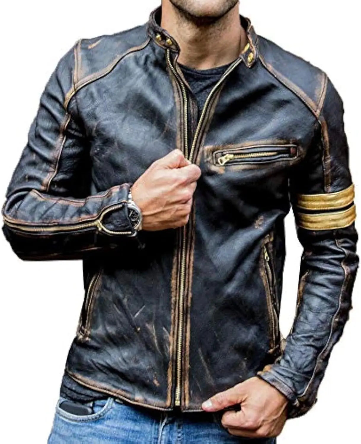 Veste en Cuir Homme Rétro Streetwear - Blazer Moto Tendance