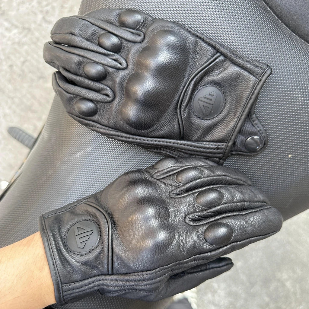Gants de Moto rétro perforé cuir véritable