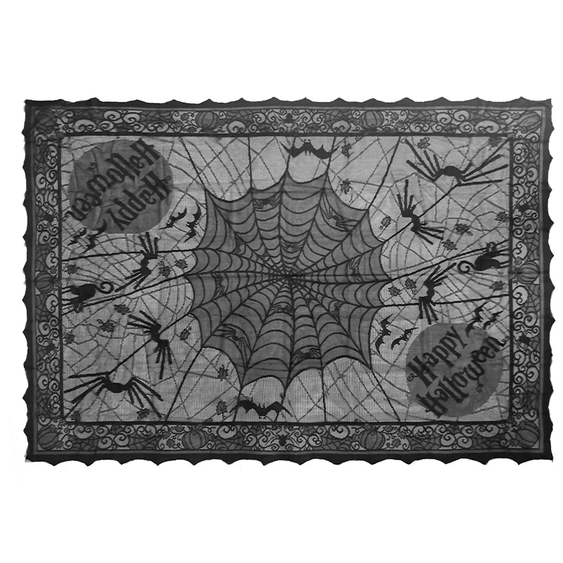 nappe de table en dentelle noire toile d'araignée pour soirée halloween