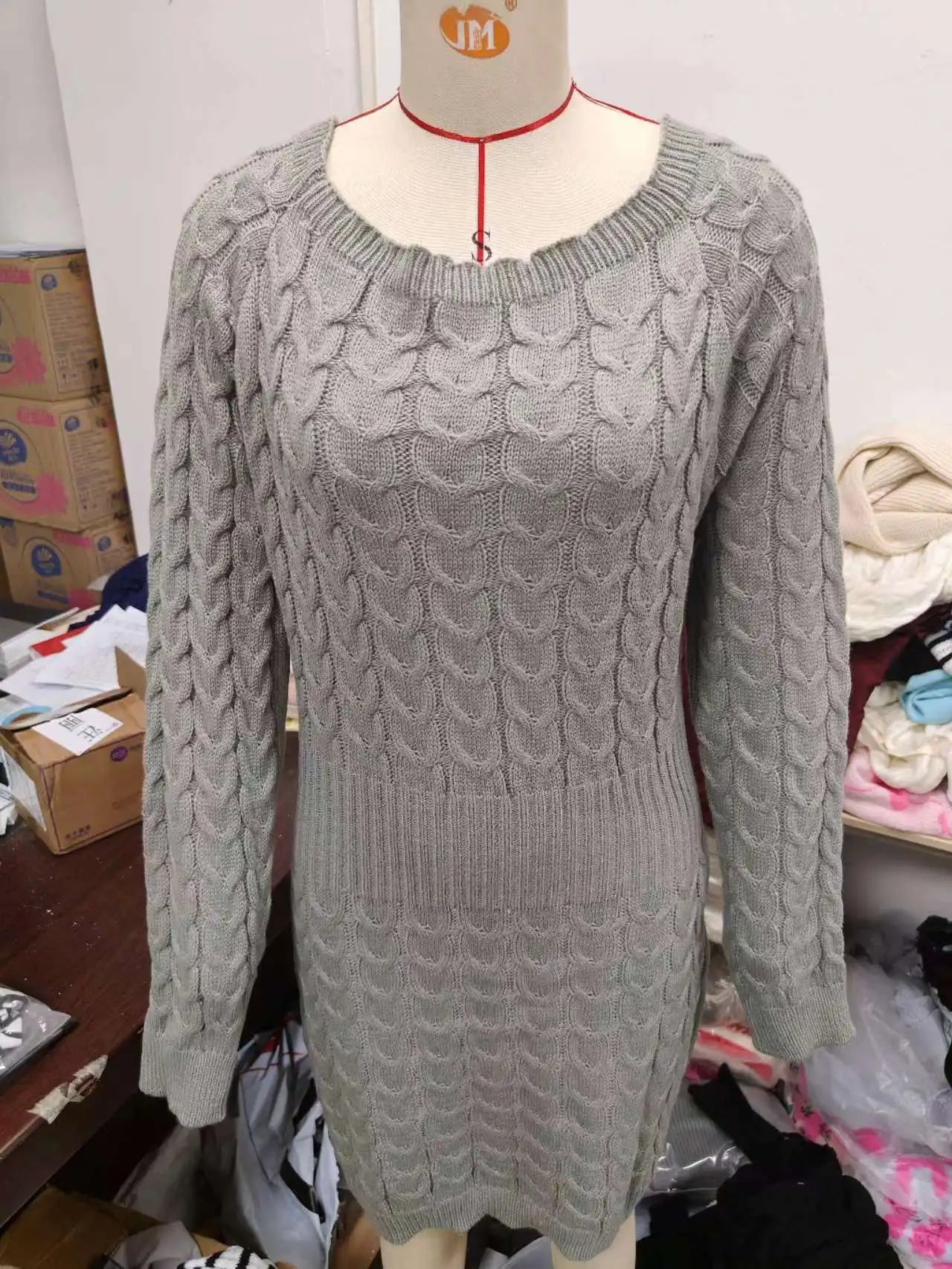 Robe Pull Courte Femme Épaule Dénudée – Coupe Ample Manches Ballon Style Décontracté