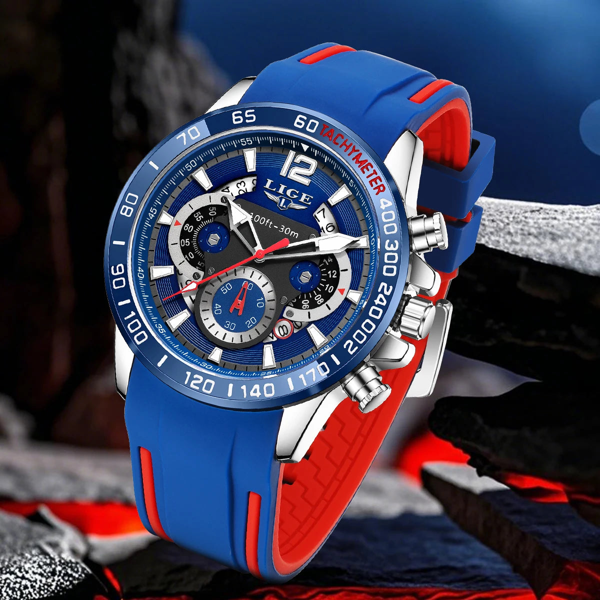 LIGE hommes montre-bracelet mode luxe étanche Sport chronomètre