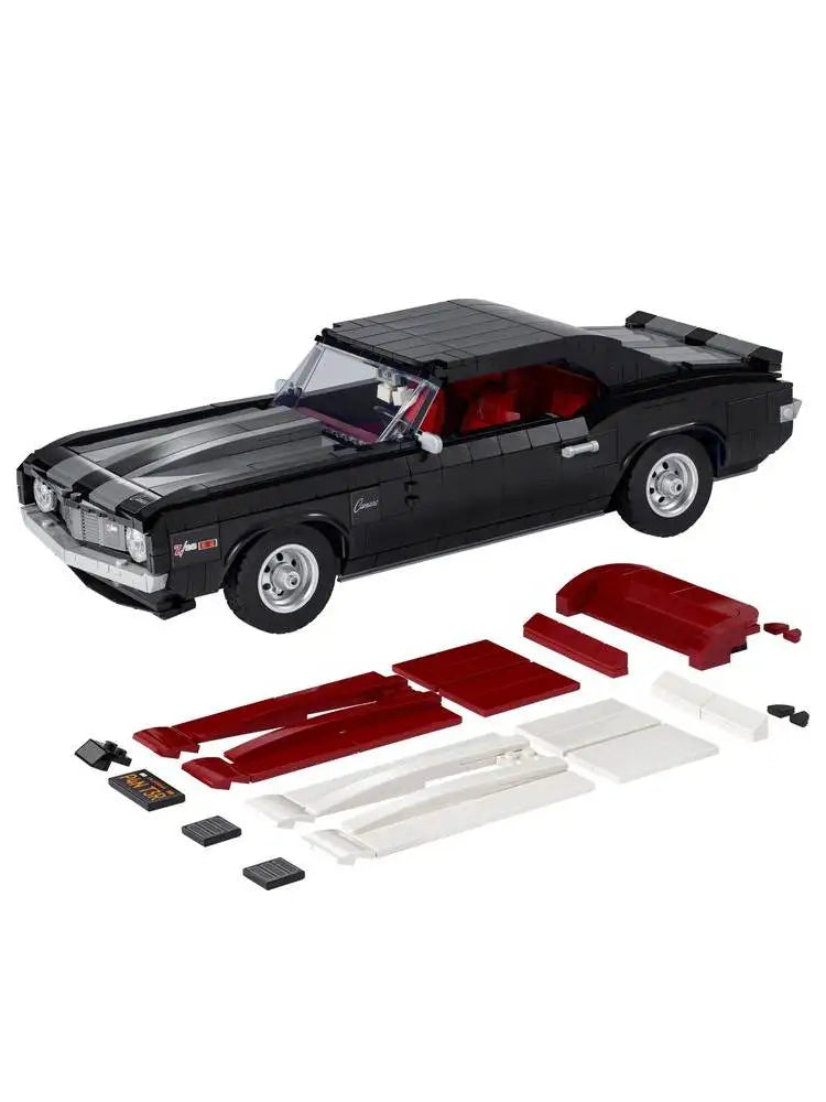Kit Blocs Construction Muscle Car Vintage Noir - Voiture Rétro Compétition Garçon - MONASTORESHOP.COM