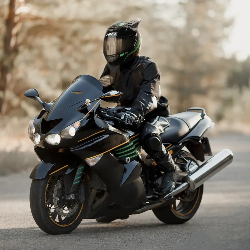 Casque de Moto oreilles de chat intégral pour femmes