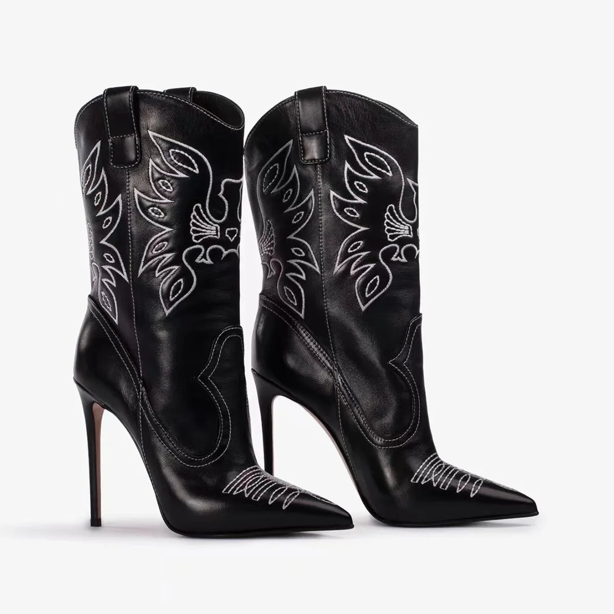 botte et bottine de cowboy femme a talon éguille et bout pointu